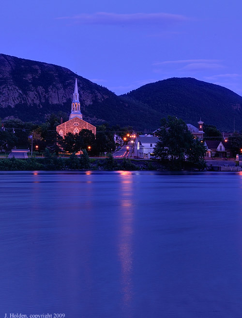Mont St. Hilaire at dusk, seen from Beloeil