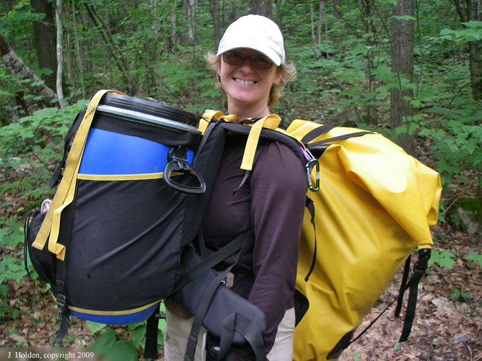 Judy carrying her gear