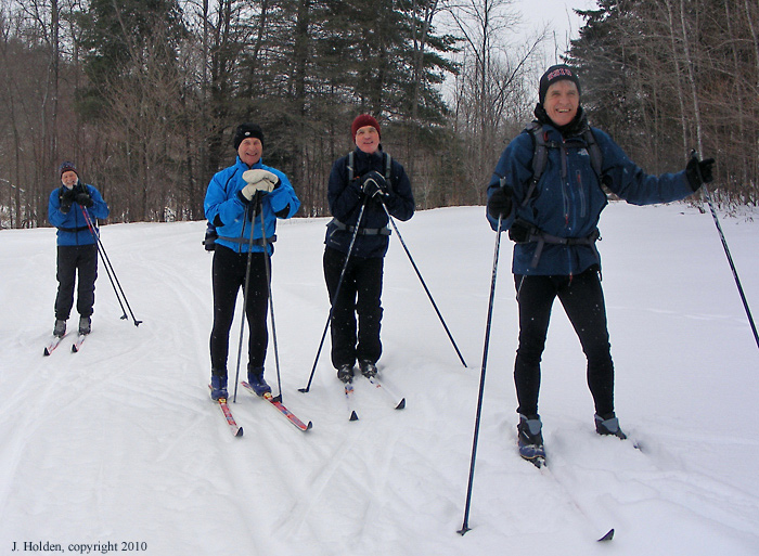 Skiers on trail 53