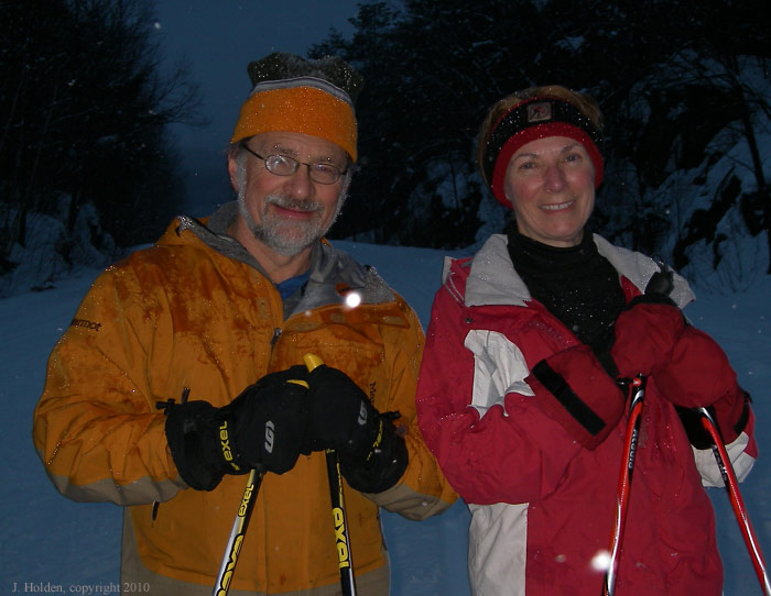 Bernie and Jennifer: twilight and fresh snow